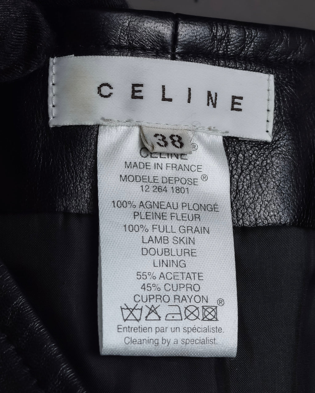 "CELINE" Front metal buckle detail leather skirt