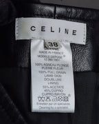 "CELINE" Front metal buckle detail leather skirt
