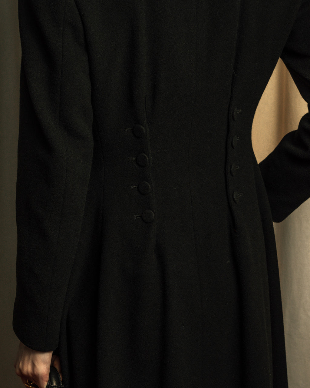 -SPECIAL- "JEAN PAUL GAULTIER"
 90's-00's Waist shape A-line silhouette black color super long coat
