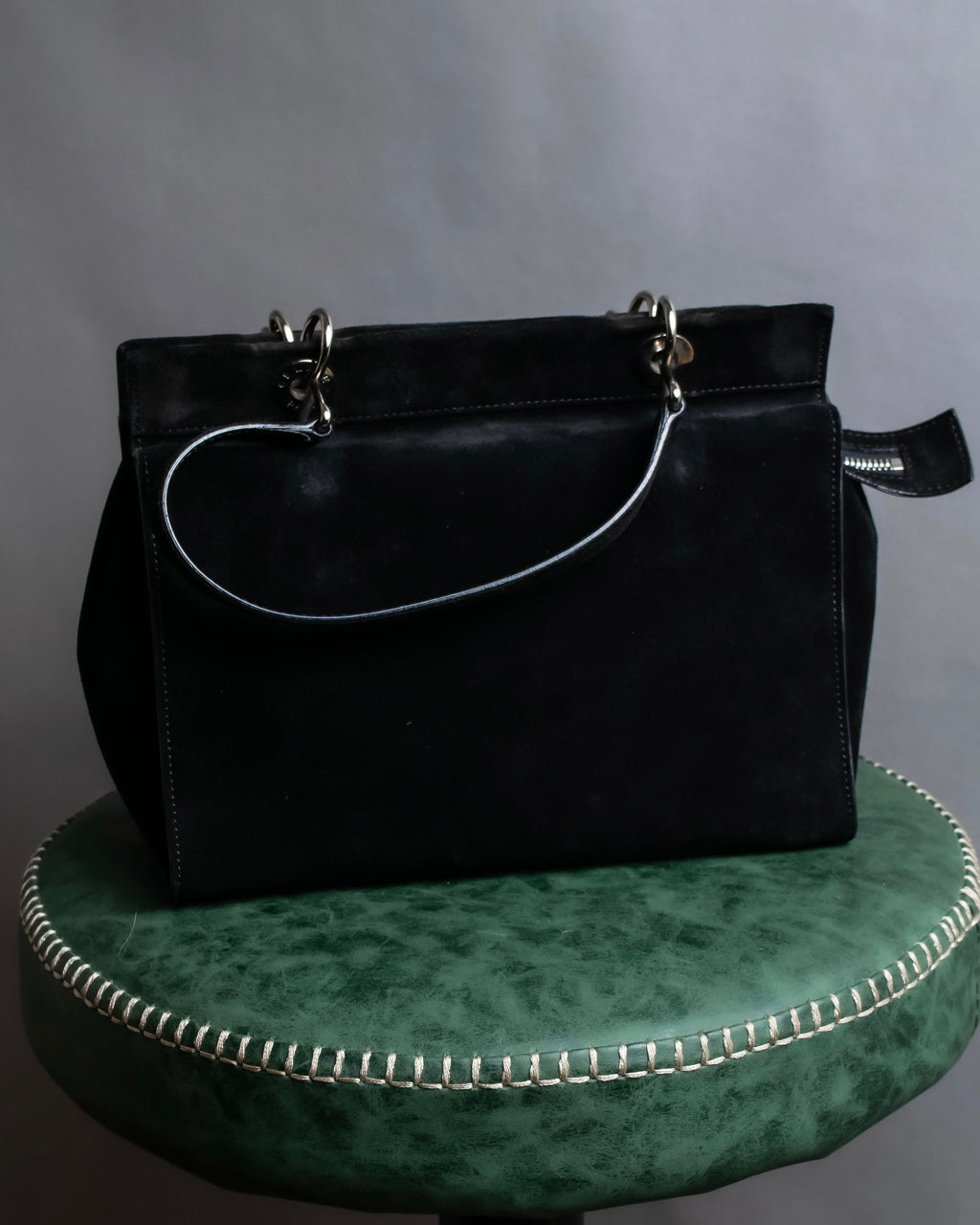 "CELINE" Horizontal form suede one-handle bag