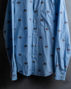 "GUCCI" Michele period elephant pattern sax blue color shirt