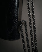 –SPECIAL– "VALENTINO GARAVANI" 2010’s Noir rockstud exotic patchwork chain bag