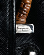 “Salvatore Ferragamo” 90’s-00’s wicker gancini leather handbag