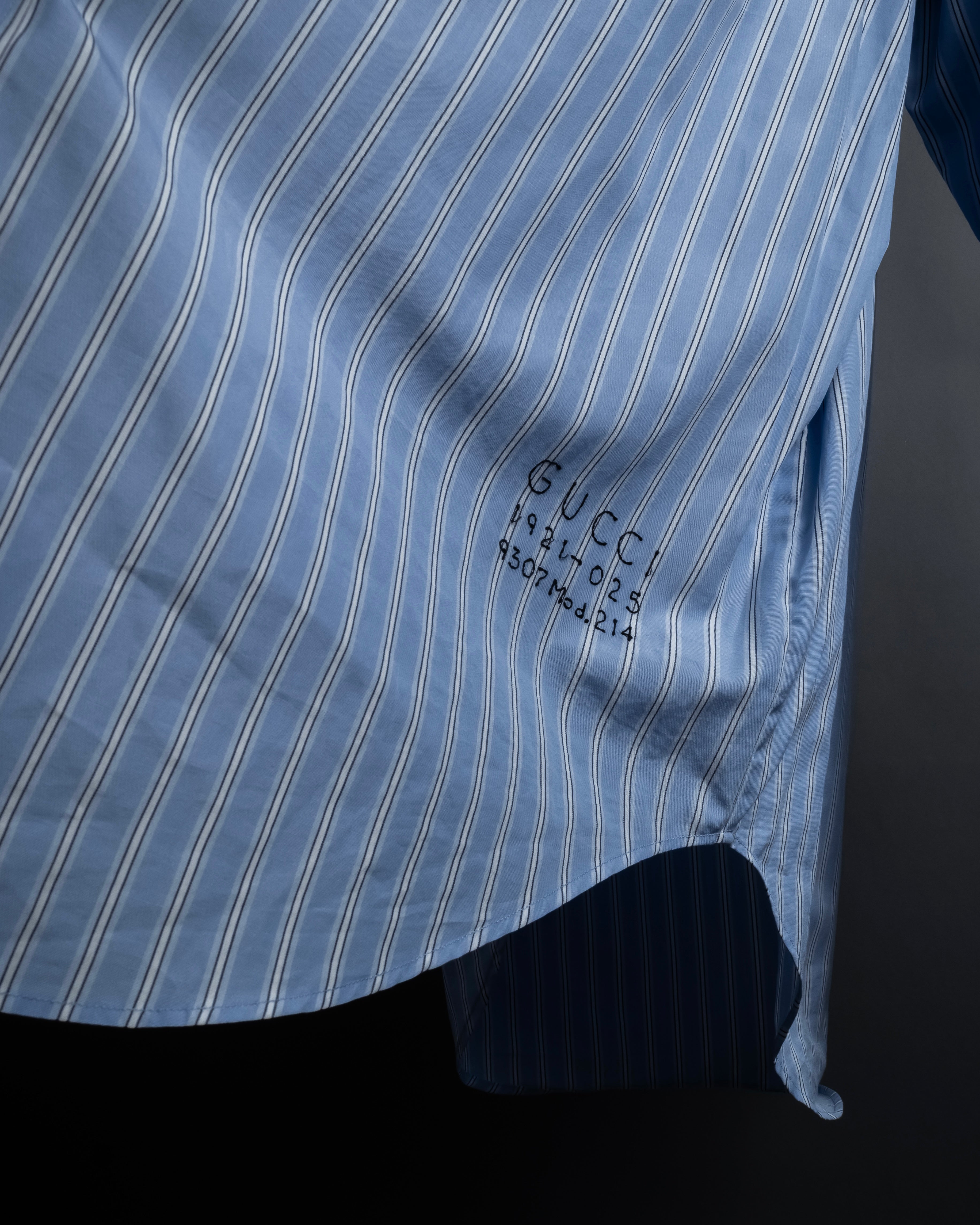 "GUCCI" Michele period brand code embroidered striped shirt