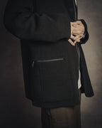 –SPECIAL– “HERMES” 90’s-00’s Concealed placket wool zip coat