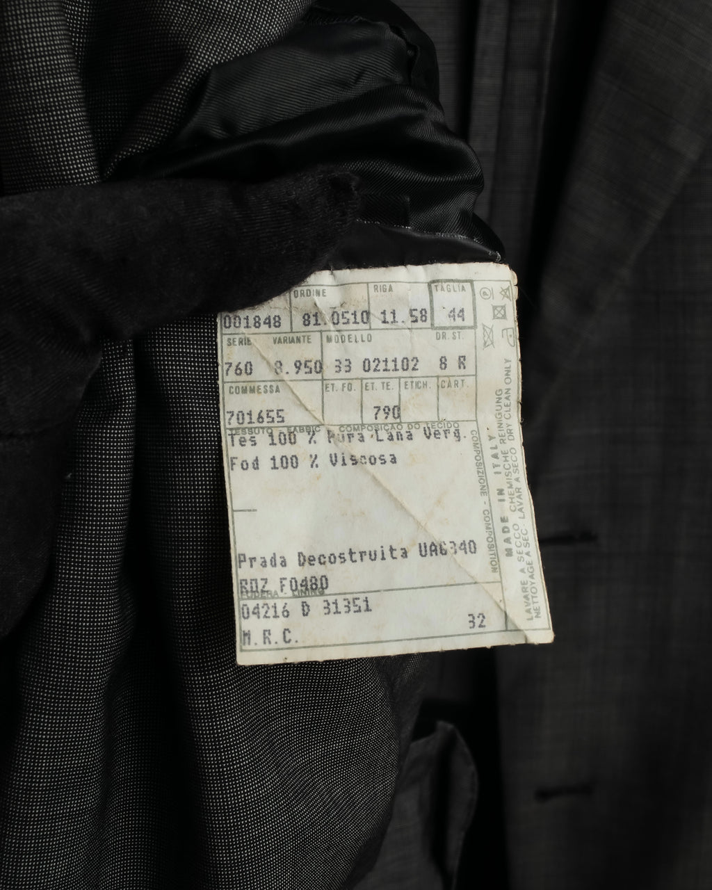 "PRADA" Sharkskin wool minimal tailoring set up