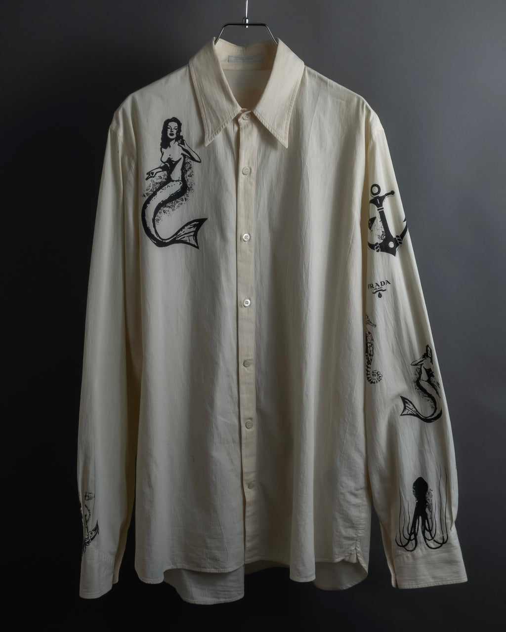 "PRADA" 22SS Sea fable motif print oversized shirt