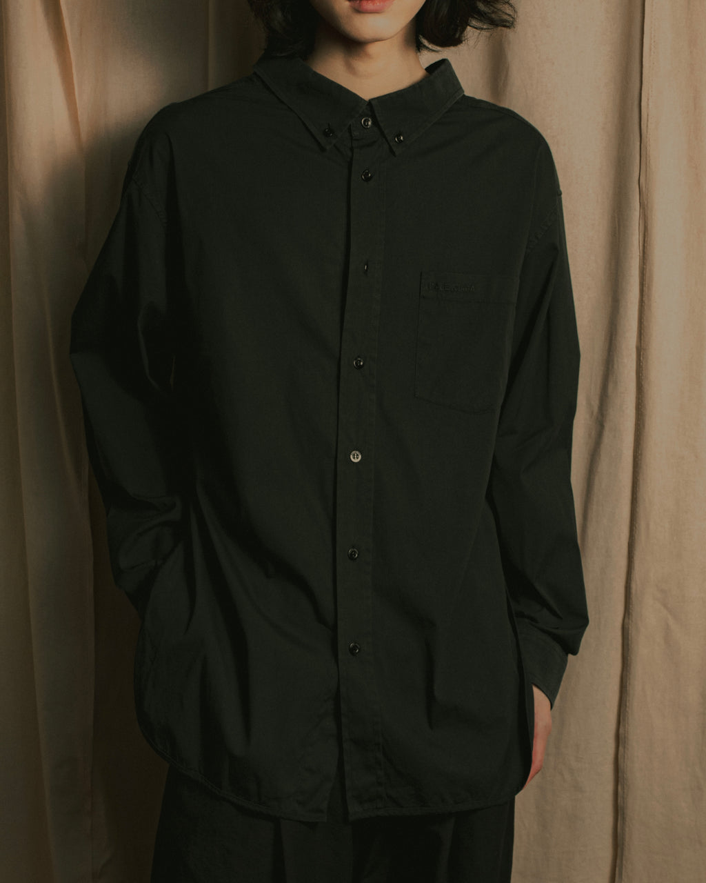 “BALENCIAGA” Button-down collar relaxed shirt