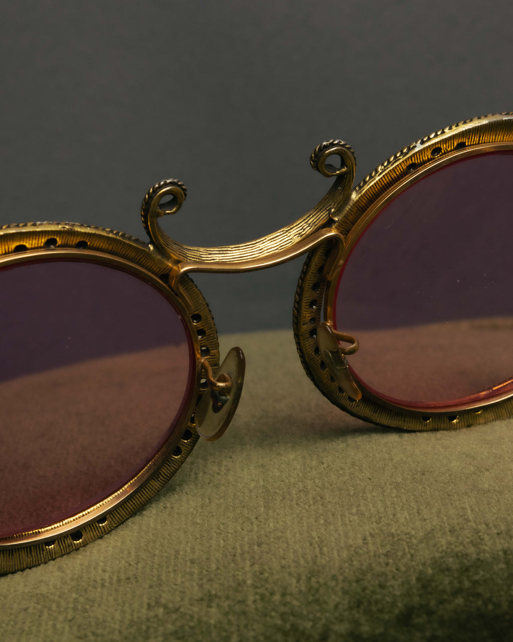 "Christian Dior" 70's-80's Vintage ornate jewel-embellished round sunglasses