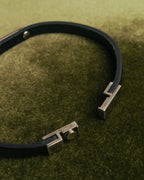 "Saint Laurent" 10's ID metal plate leather bracelet