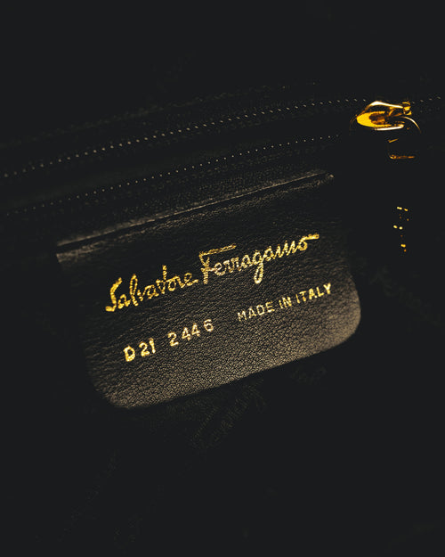 “Salvatore Ferragamo” 90’s-00’s Gancini-detail textured canvas shoulder bag