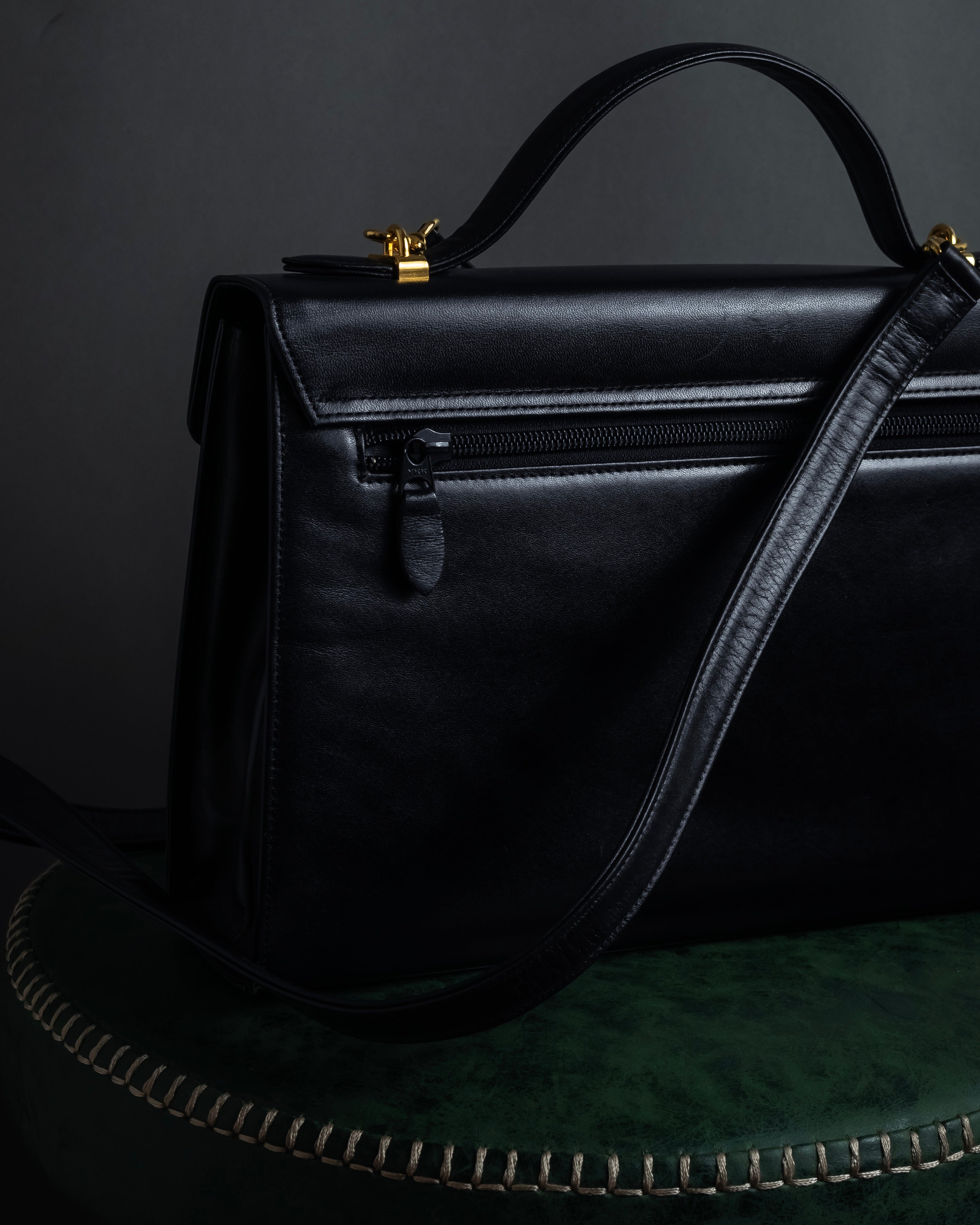 "JUNKO KOSHINO" Geometric motif design 2-way leather shoulder bag