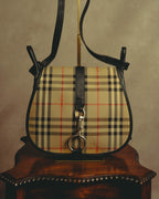 “Burberrys” 80’s-90’s Shadow horse check saddle shoulder bag