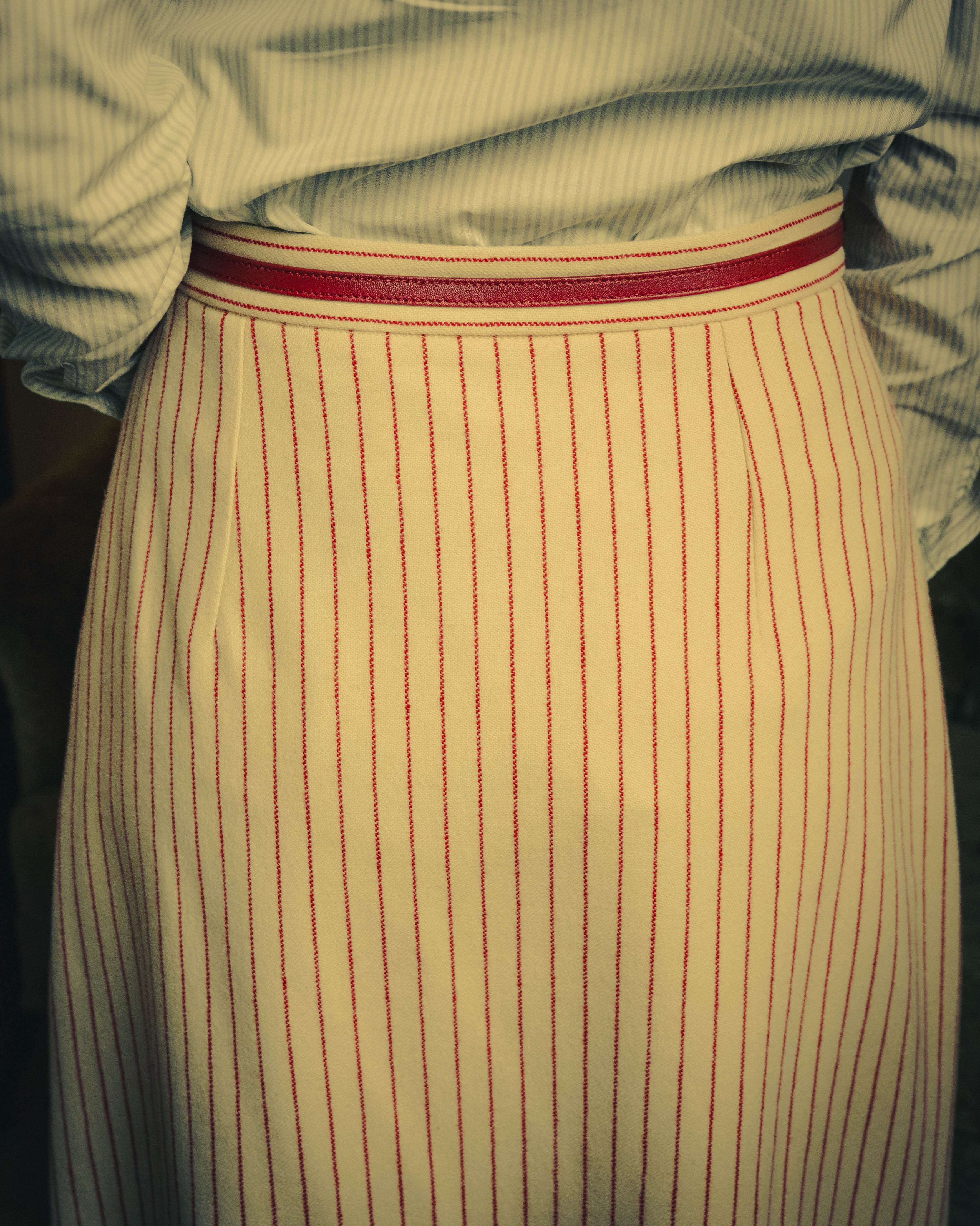 -SPECIAL- “GUCCI” 2015-2022 vintage inspired horsebit striped wool skirt