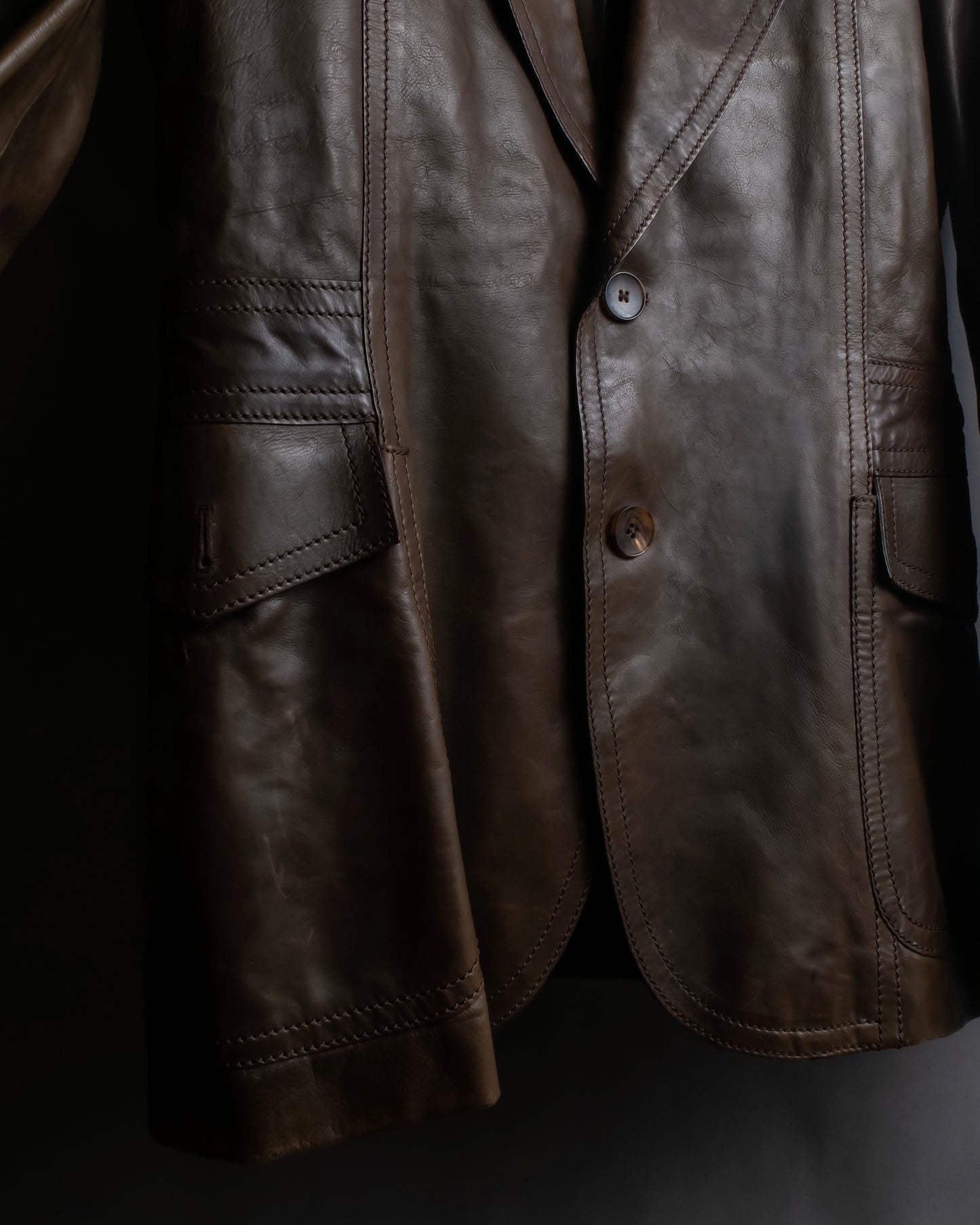 "GUCCI" Oversized calf leather tailored jacket