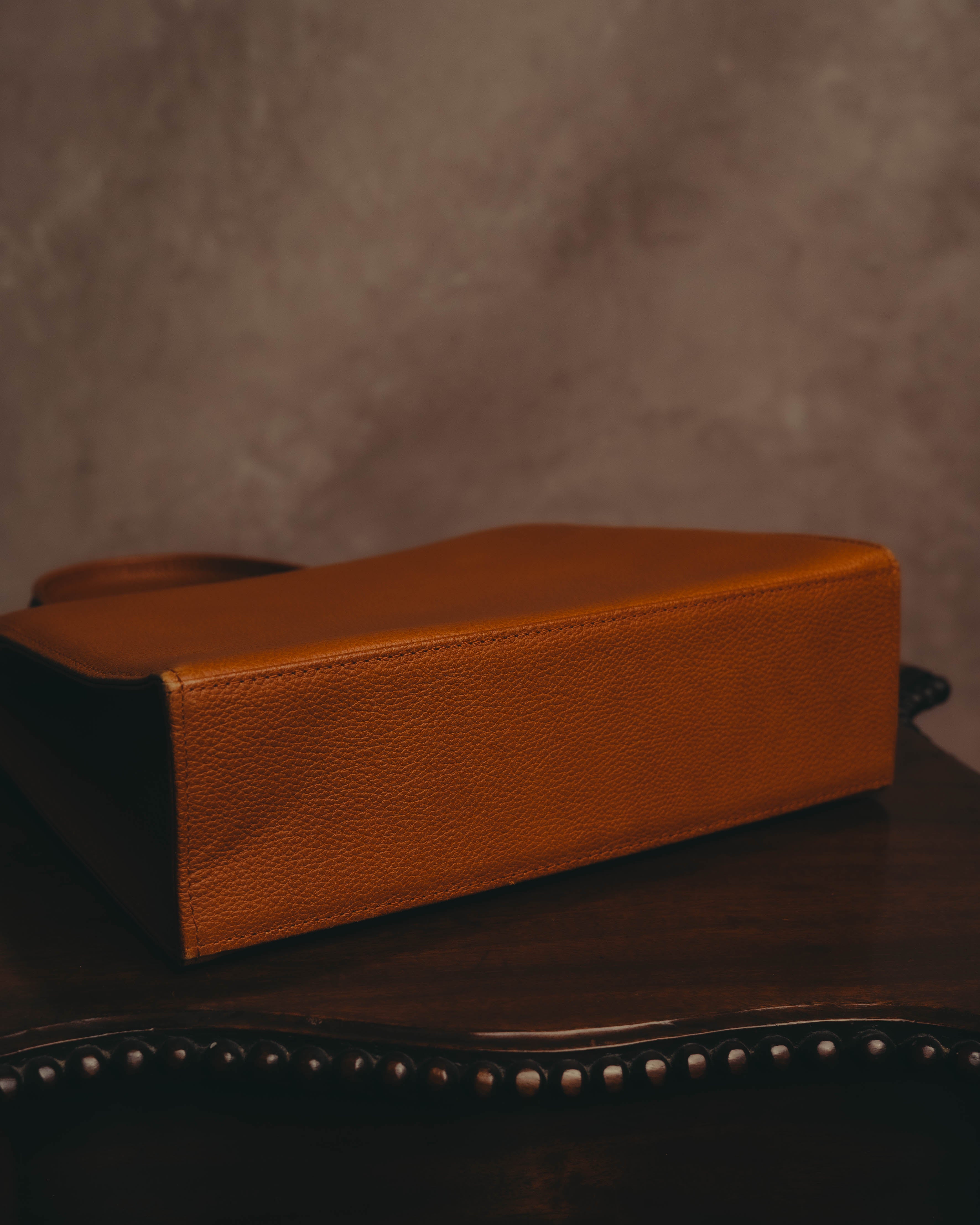 "Yves Saint Laurent" 70's-80's Cognac leather top handle bag