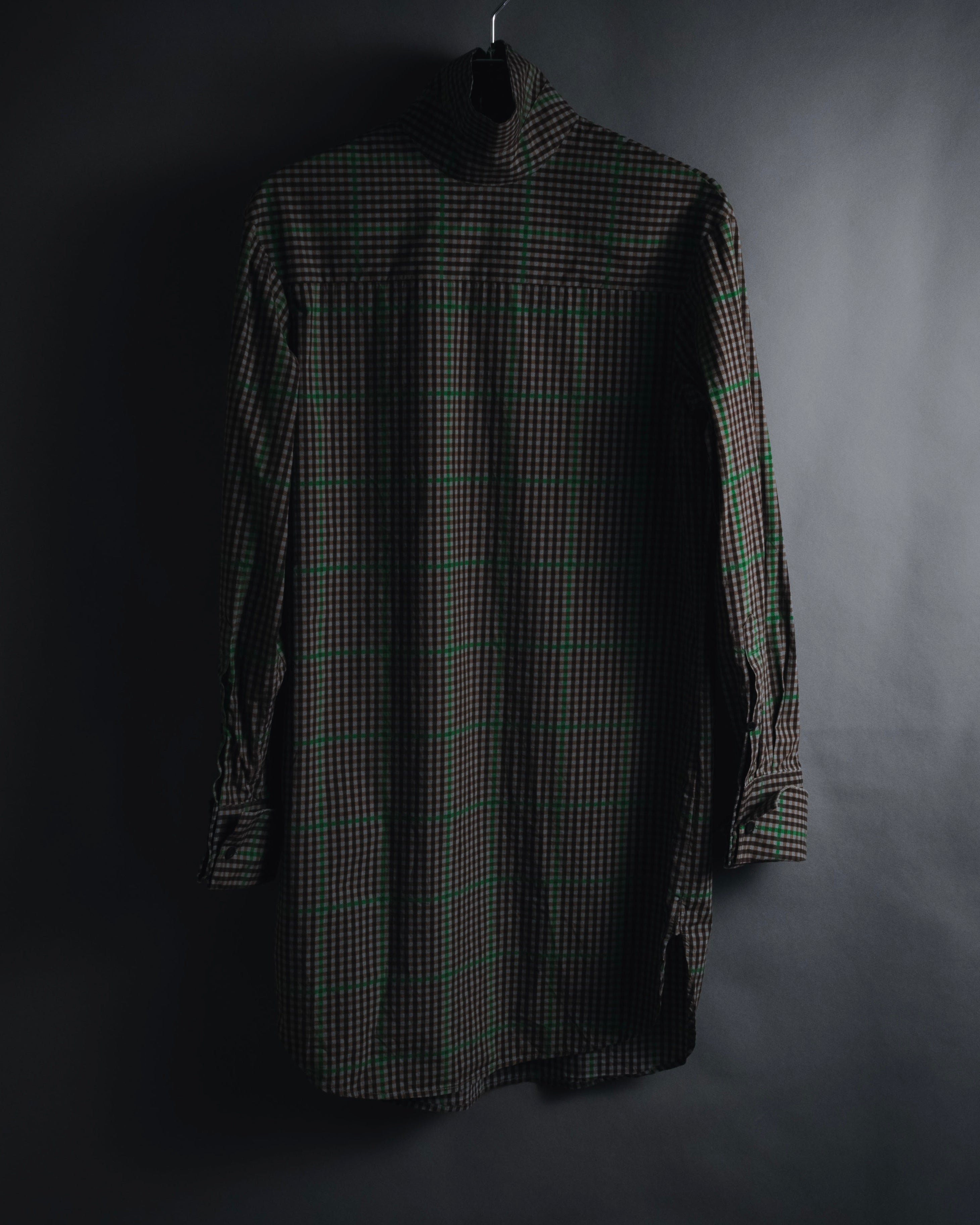 "Dries Van Noten" Longline windowpane check band collar shirt
