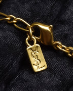 "YVES SAINT LAURENT" Embossed medallion YSL charm necklace