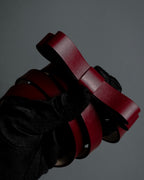 "RED VALENTINO" Bow motif Rosso color leather narrow belt