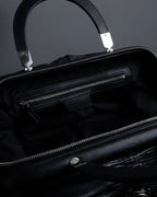 "Christian Dior" CD motif charm design gathered leather hand bag