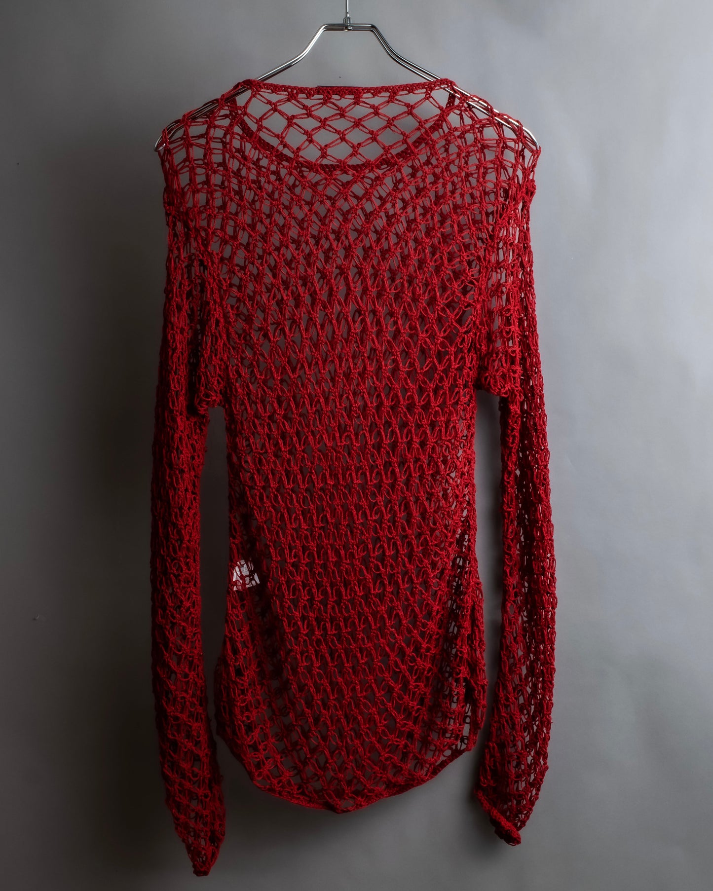 "Y's" Vivid red color mesh knit pullover