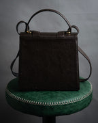 “Salvatore Ferragamo” 90’s Lizard embossed top handle shoulder bag