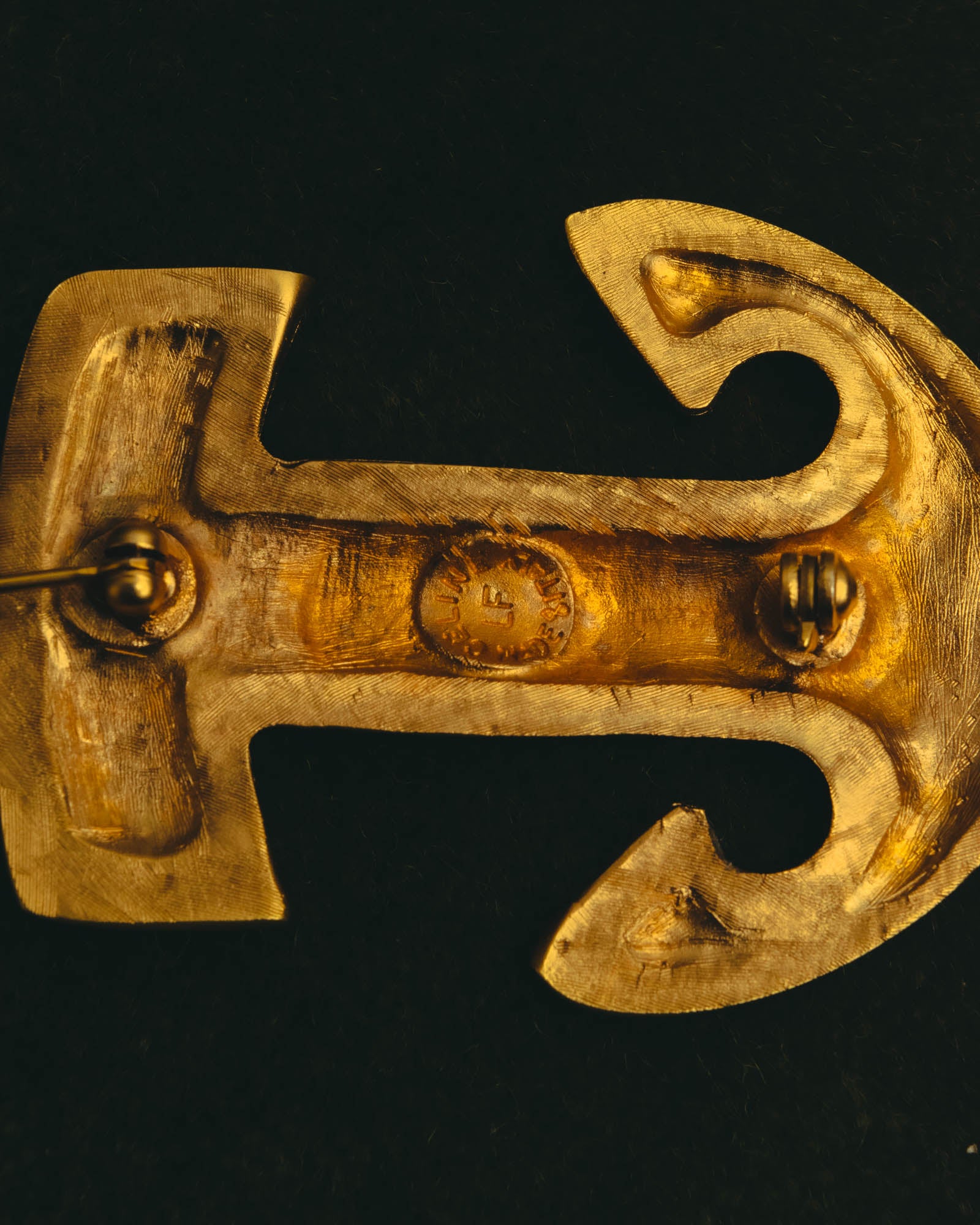 “CELINE” Late 80’s-90’s anchor motif gold brooch