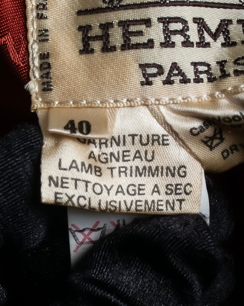 "HERMES" Vintage leather piping design belted tailored jacket