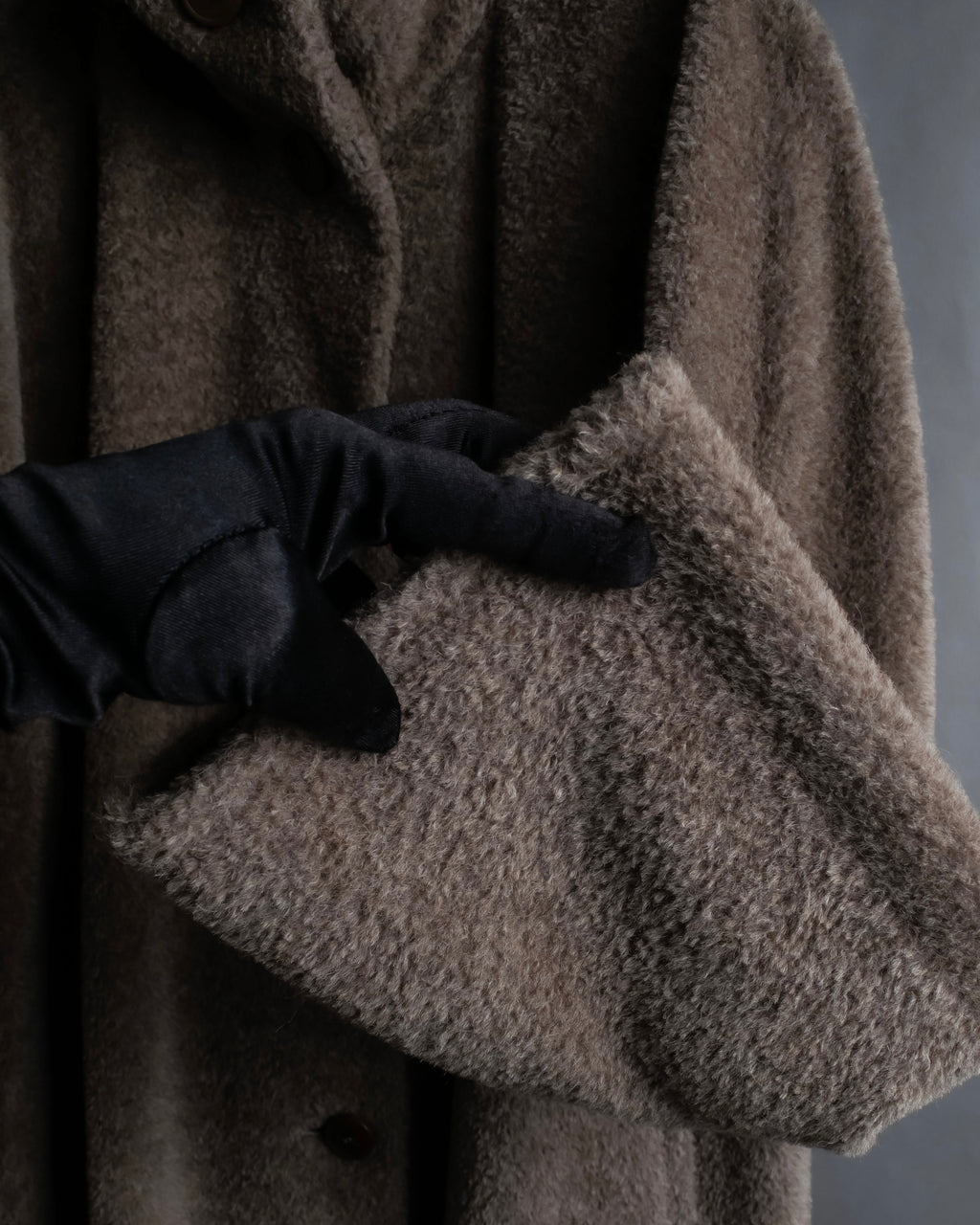 "Max Mara" Alpaca mix brown stand collar long coat