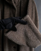 "Max Mara" Alpaca mix brown stand collar long coat