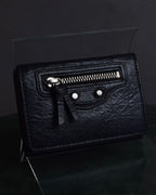 "BALENCIAGA" Motorcycle detail compact leather wallet