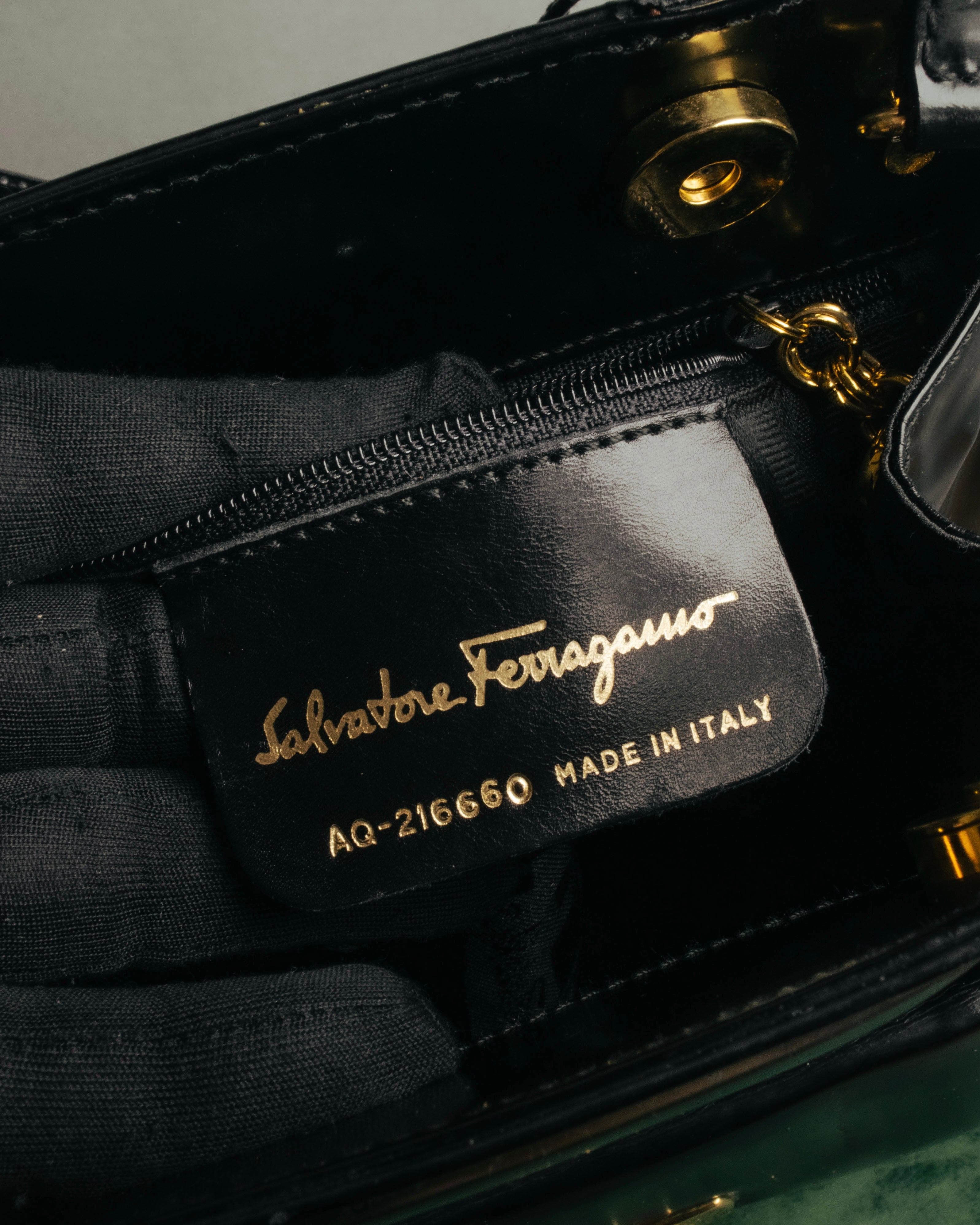 “Salvatore Ferragamo“ 1998-2003 Gancini patent leather handbag