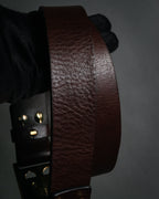 “FENDI” 2000’s FF studded sculptural leather belt