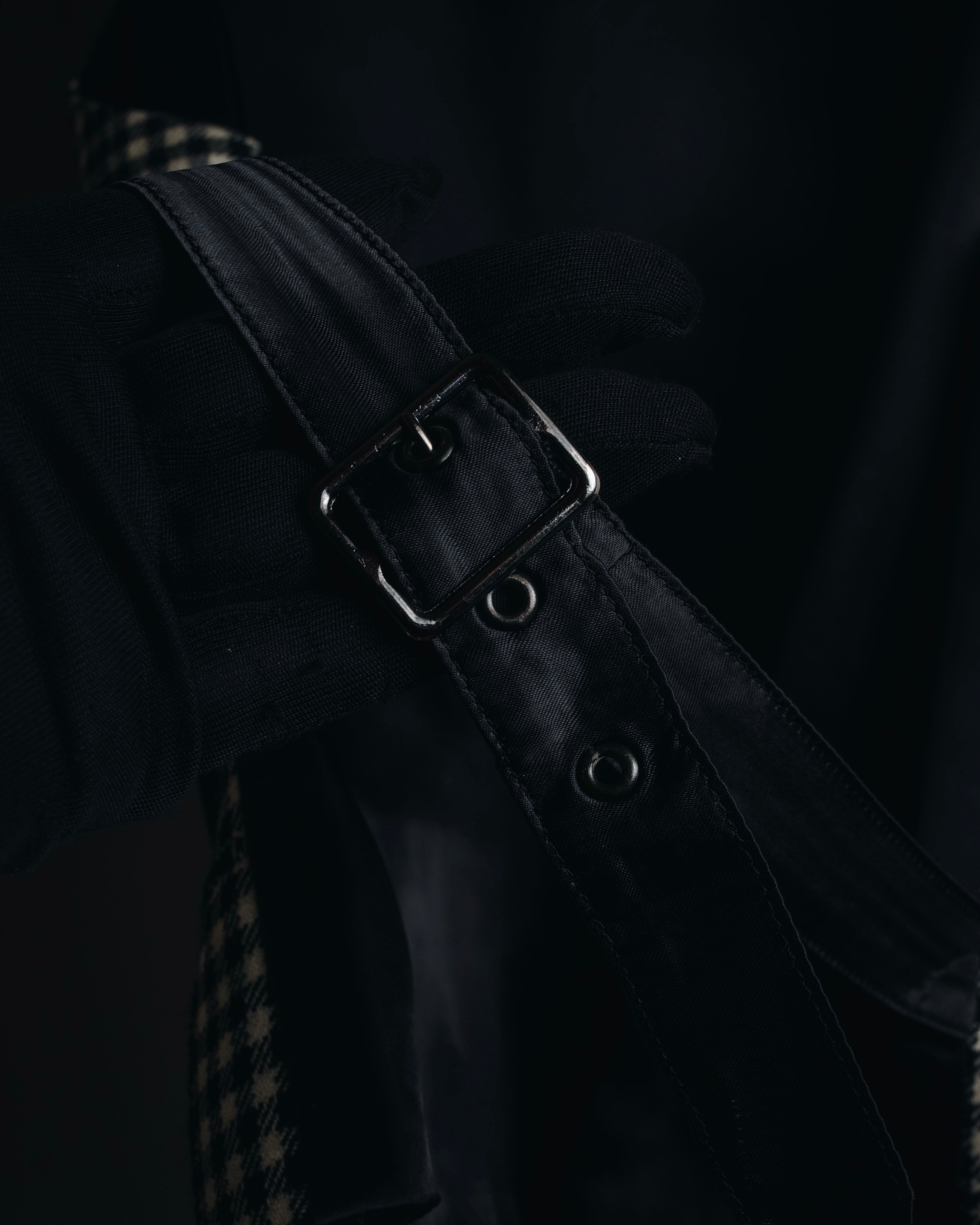 –SPECIALS– "Yves Saint Laurent" 90’s Mid gingham check velvet lapel tailored vest