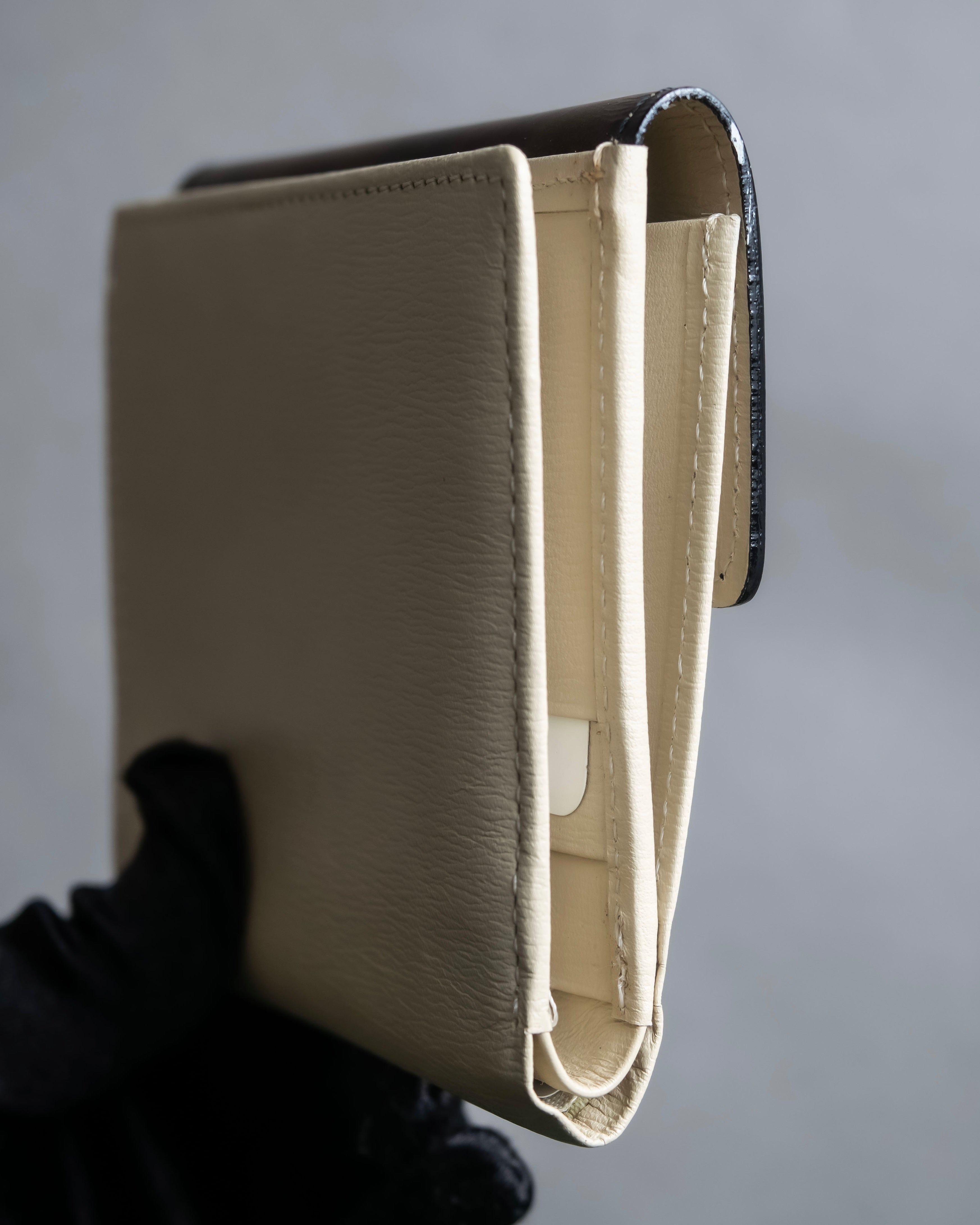 "VALENTINO" Brown & beige combination leather bi-fold wallet