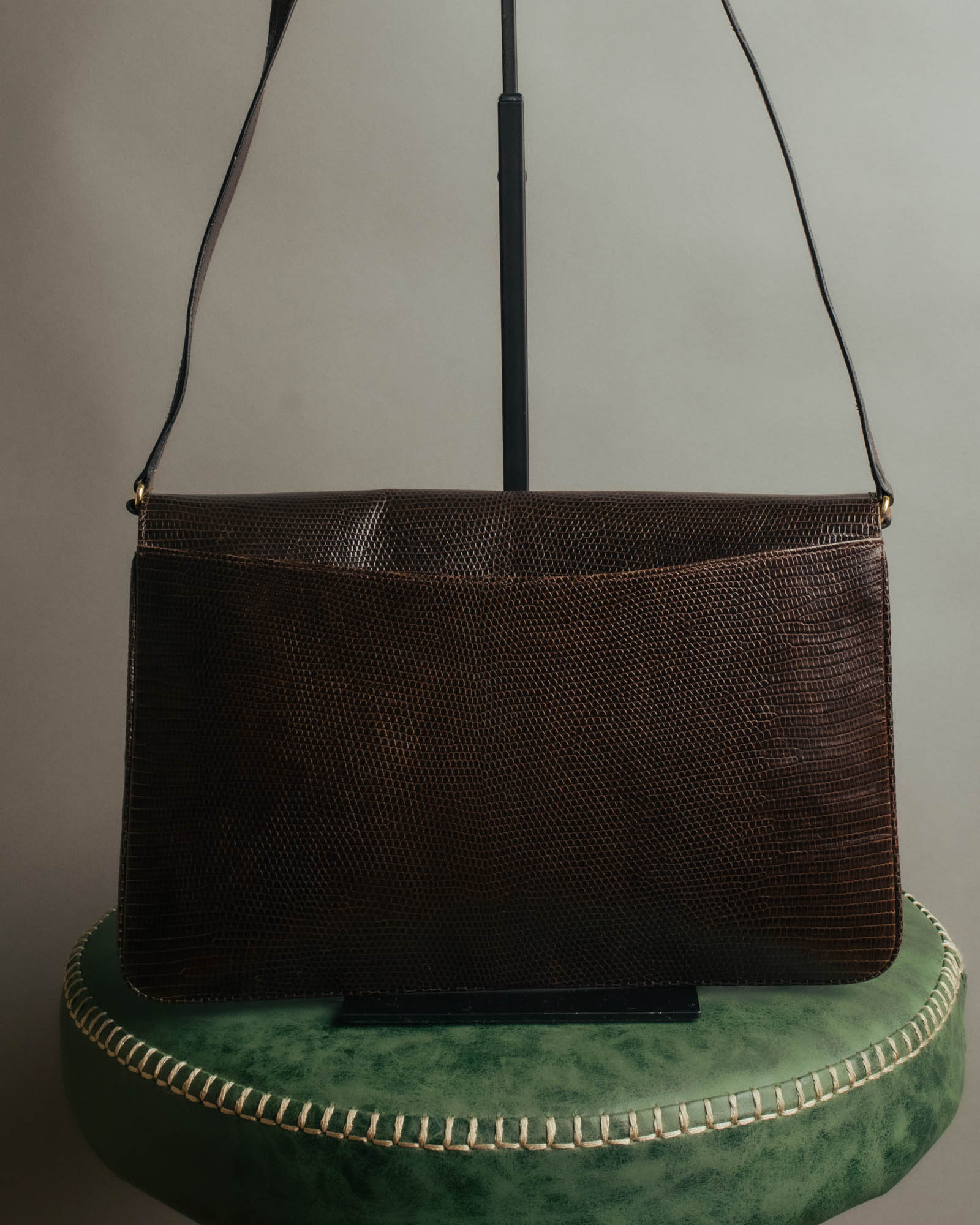 -SPECIAL- “GUCCI” 70’s-80’s lizard embossed flap shoulder bag
