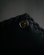 "Yves Saint Laurent" 90’s croc embossed whipstitch trapeze handbag