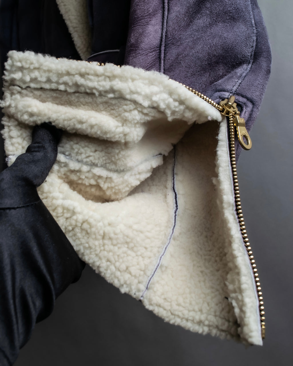 "KENZO" Gradient color belted suede mouton jacket