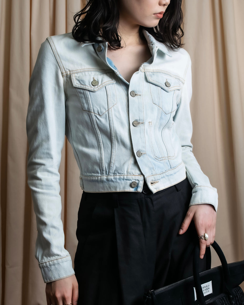 "Acne Studios" Washed light blue short denim jacket