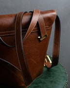 "Salvatore Ferragamo" Gold metal parts brown leather shoulder bag