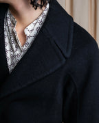 "Vintage large lapel design belted long gown coat"