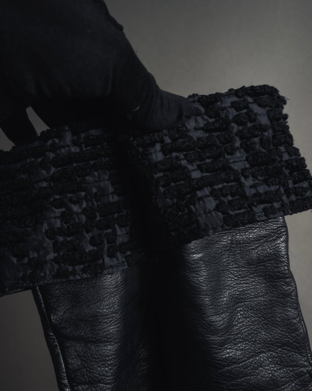 -SPECIAL- "HERMES" 90's Astrakhan combination leather gloves