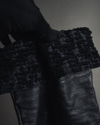 -SPECIAL- "HERMES" 90's Astrakhan combination leather gloves