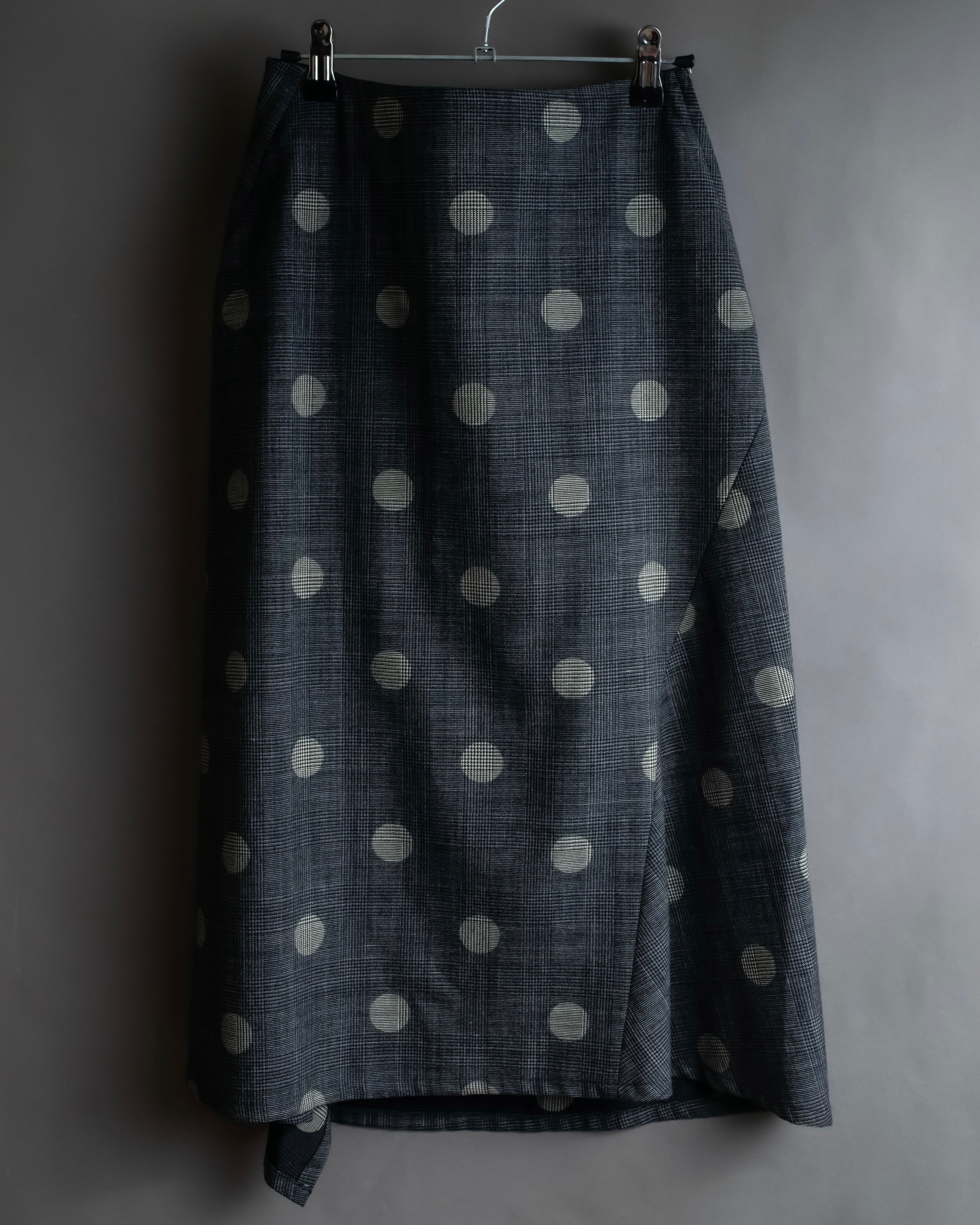 "YOHJI YAMAMOTO +NOIR" Large polka dot pattern flared skirt