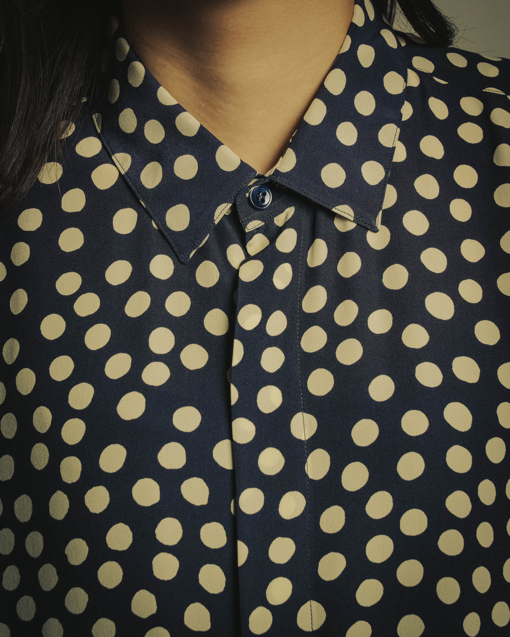 -SPECIAL- "Saint Laurent" 2019-2020 Polka dot silk long sleeve shirt