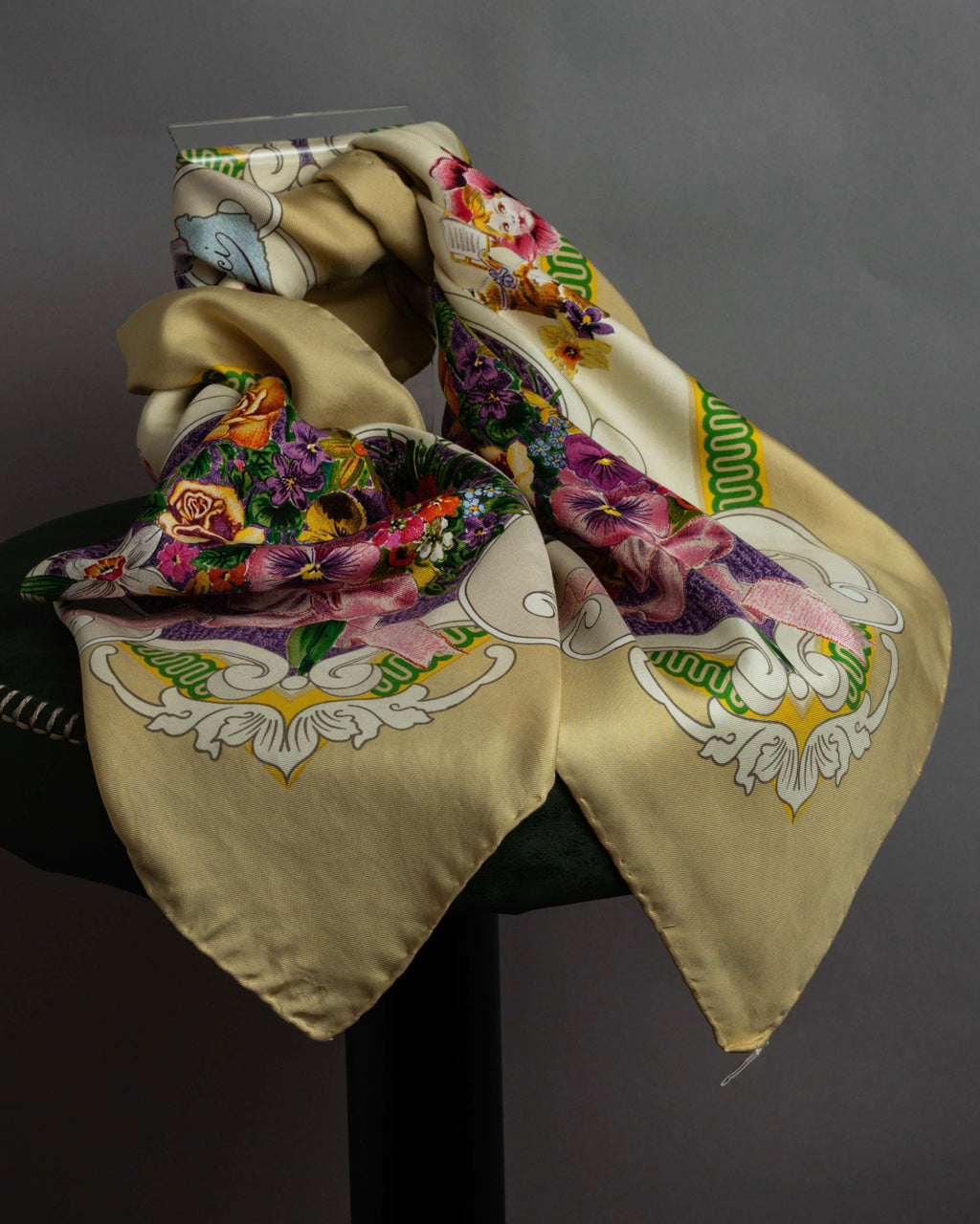 "GUCCI" Baroque painting pattern silk scarf