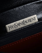 "YVES SAINT LAURENT" Straight ridge design square forum leather bag