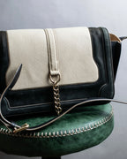 "Chloe" Leather &amp; canvas combination design chain crossbody bag