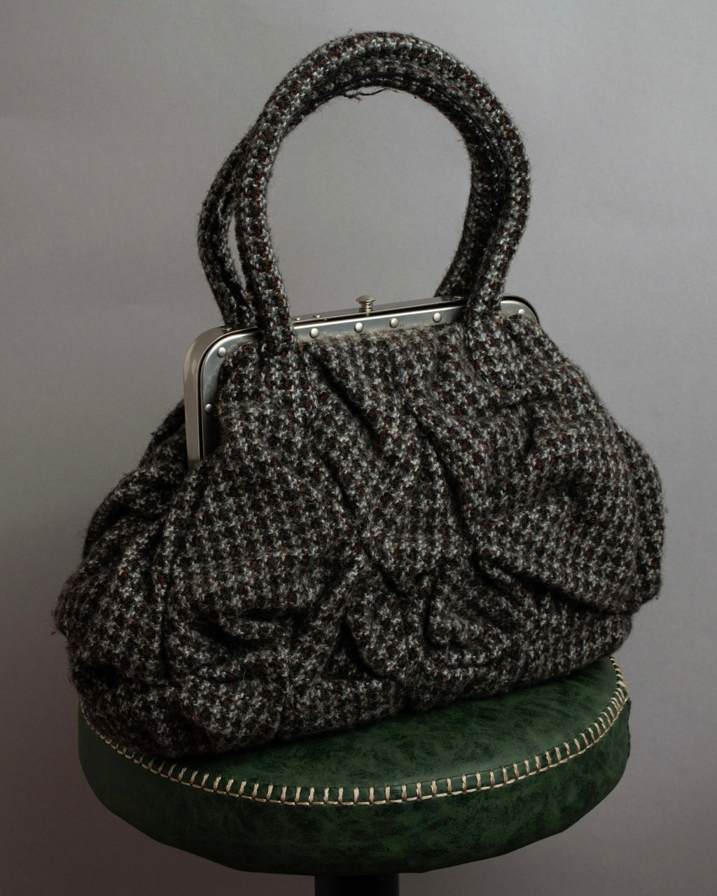 "JUNYA WATANABE COMME des GARCONS" Mixed tweed gathered detail clasp bag