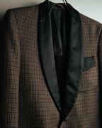 -SPECIAL- "Maison Martin Margiela" 00's Check shawl collar smoking jacket with satin contrast